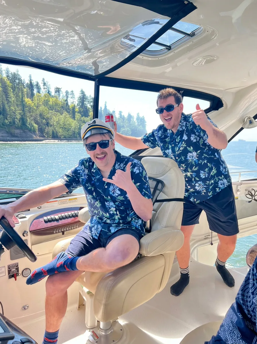 Private yacht bachelor party cruise on English Bay in Vancouver with SeaSky Cruises